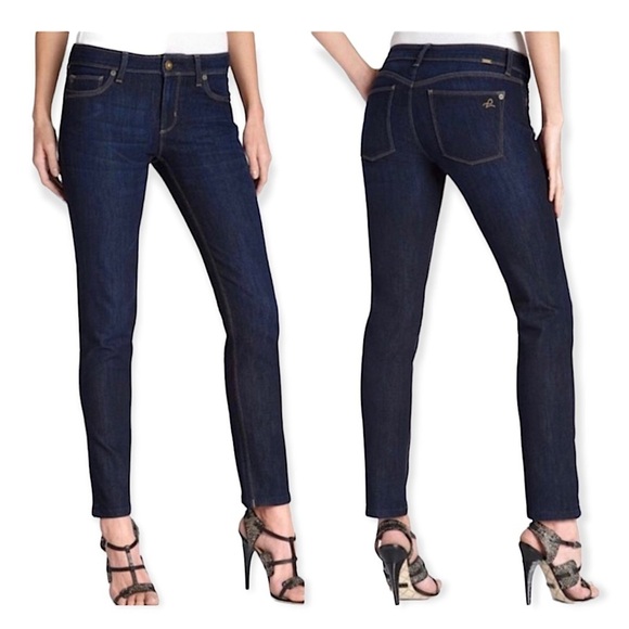 DL1961 Denim - DL1961 Womens Angel Mid Rise Skinny Jeans Dark Wash Stretch Fading Size 28